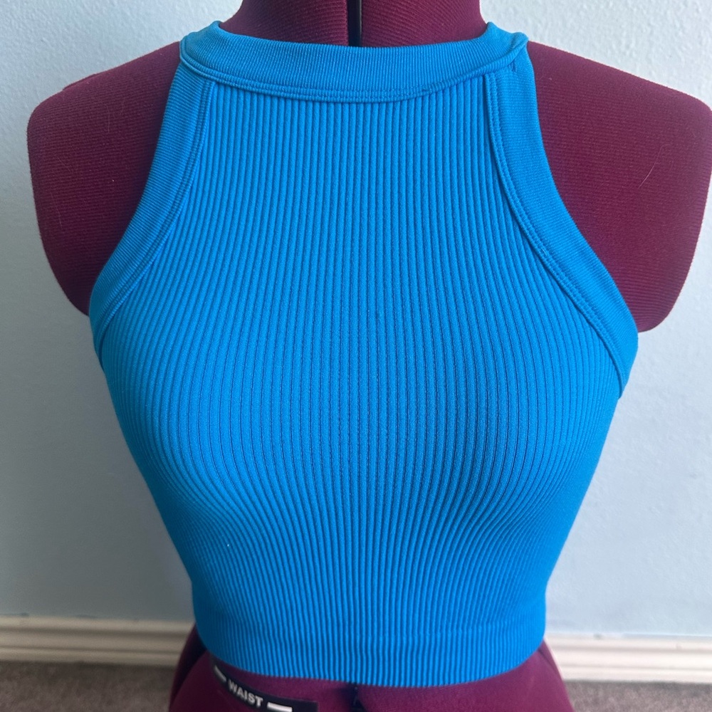 Cotton On Blue High Neck Crop Top